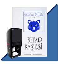 Kişiye Özel  Kızgın Kedi Emoji Tarihli Kitap Kaşesi (Mavi)