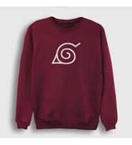 Presmono Unisex Beyaz Konoha Anime Naruto Sweatshirt 133437tt (Bordo)
