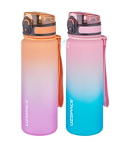 Uzspace 2'li Tritan Matara Seti 500 ml Çift Renk Softtouch FF Collection Tritan Su Matarası (Mor-Pudra)