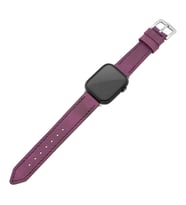 İsminizin Baş Harflerine Özel Deri Gümüş Harfli Apple Watch Saat Kordonu - Haki (Mor)