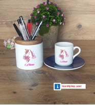 Unicorn Hediyeleri Türk Kahvesi Fincanı Kırmızı, Kalemlik Kişiye Özel Hediye (Model 2)