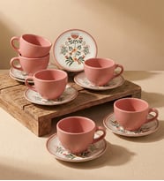 6'lı Çay ve Kahve Fincanı Takımı (Pembe)