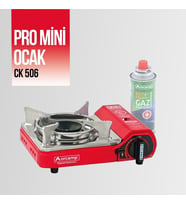 CK-506 Orcamp Mini Tekli Kamp Ocak Çantalı Gaz Stop Emniyetli (Kırmızı)