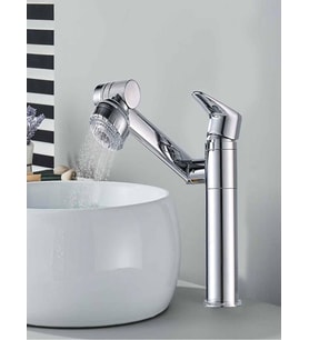 Çok Fonksiyonlu Siyah-Gümüş Robot Lavabo Bataryası (Gümüş)