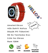 Hello Watch 3+ Plus 4gb Hafızalı Amoled Ekranlı 3 Kordonlu Aksesuar Bağlantılı Yeni Nesil Akıllı Saat Kordon Hediyeli (Kırmızı)