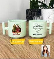 Kişiye Özel Karikatürlü Yılbaşı Hediyesi Hediye Pastel T Kupa Noel Anneye Hediye (Yeşil)