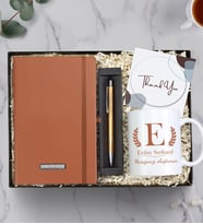 Kişiye Özel Mesajlı Kupa & İsme Özel Defter & Kalem Hediye Seti (Kahverengi) (Model 2)
