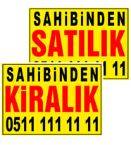 Sahibinden Satılık - Kiralık Branda Afiş (Ölçü Seçenekli) (Siyah-Sarı)