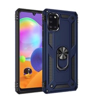 Galaxy A31 Kılıf Zore Vega Yüzüklü Standlı Zırh Kılıf (Mavi)