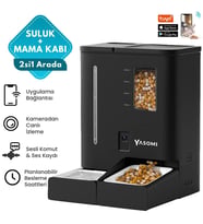 Yasomi DU-F03V + 4L/5L Kapasiteli Pilli/Adaptörlü Akıllı Otomatik Mama ve Su Kabı (Siyah)