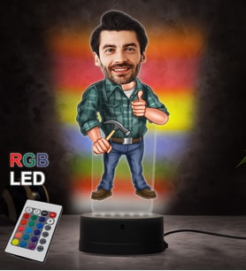 Doğum Günü Hediyesi,Sevgiliye Hediye, Kişiye Özel Fotoğraflı Tamirci  2 Karikatür 3D Led Lamba (RGB)