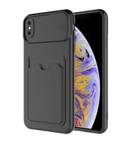 Apple iPhone XS Max 6.5 Kılıf Zore Kartix Kartlık Bölmeli Kılıf (Siyah)