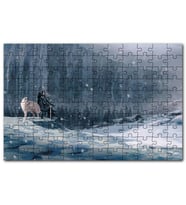 Cakapuzzle Kayalık Duvar Karlar Beyaz Kurt ve Şövalye Puzzle Yapboz MDF (Ahşap) (1000 Parça)