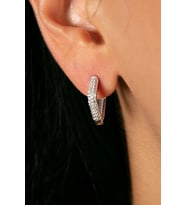 Elika Silver Kadın Taşlı Üçgen Model 925 Ayar Gümüş Küpe (Gümüş)