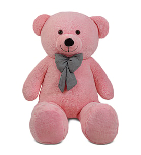 125 cm Papyonlu Büyük Beyaz Ayıcık (%100 Yerli) (Pembe)