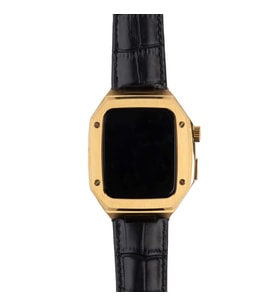 Apple Watch 7 45mm KRD-67 Kordon (Siyah-Gold)