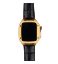 Apple Watch 7 45mm KRD-67 Kordon (Siyah-Gold)