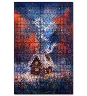 Cakapuzzle Karlı Ormandaki Kulübe ve Kışın Ruhu Puzzle Yapboz MDF (Ahşap) (1000 Parça)