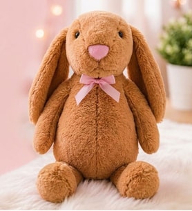 Oyun ve Uyku Arkadaşım PAPYONLU Uzun Kulak Bunny Peluş Tavşan 65 cm Pelüş tavşan (Kahverengi)
