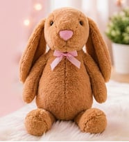 Oyun ve Uyku Arkadaşım PAPYONLU Uzun Kulak Bunny Peluş Tavşan 65 cm Pelüş tavşan (Kahverengi)