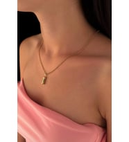 14 Ayar Altın Halka Doch Zincir Cevşen Uçlu Kolye (Rose)