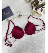 Le Jardin Valeria Biyeli Taşlı Mikro Push-up Arkası İp Detaylı Sütyen - 7007 (Bordo)
