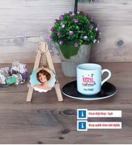 Kimya Öğretmeni Türk Kahvesi Fincanı Ahşap Altlıklı ve Fotoğraflı Ahşap Anahtarlık Hediye (Model 7)