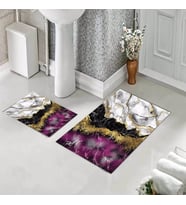 Banyo Halısı Ikili Klozet Takımı Kaymaz Tabanlı (60 xm x 100 cm + 40 cm x 60 cm)  (Mor)