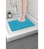 Banyo Küvet Paspası Su Emici Kaymaz Yumuşak ve Esnek  Paspas Islak Zemin Hijyenik Paspas (40x60 cm) (Mavi)