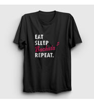 Presmono Unisex Beyaz Eat Sleep Bachata Repeat Hediye Dance Dansçı T-Shirt 464133tt (Siyah)