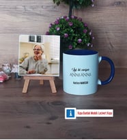 Anneanneye Hediye Fotoğraflı Dekoratif Taş, Kupa Bardak Beyaz Hediye (Model 3)
