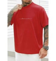 Erkek Dreamer Baskılı Oversize Tshirt (Kırmızı)