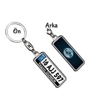 Kişiye Özel Bmw Mavi Metal Logo Tema Plaka Anahtarlık (Gümüş)