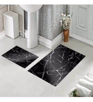 Banyo Halısı Ikili Klozet Takımı Kaymaz Tabanlı (60 xm x 100 cm + 40 cm x 60 cm)  (Siyah)