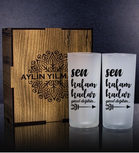 eJOYA Kişiye Özel Kutusunda 2'li Rakı Bardağı Hediye Seti 107211 (Bordo)