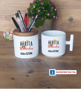Harita Mühendisi Kalemlik, Kupa Bardak T Kişiye Özel Hediye (Model 1)