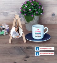 Kadın Doğum Uzmanı Türk Kahvesi Fincanı Ahşap Altlıklı ve Fotoğraflı Ahşap Anahtarlık Hediye (Model 4)
