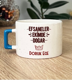 Kişiye Özel Efsaneler Ekimde Doğar Hediye Lüks Fincan Doğum Günü Hediyesi (Mavi)