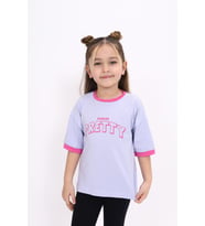 Toontoy Kız Çocuk Baskılı Tişört (Mavi)