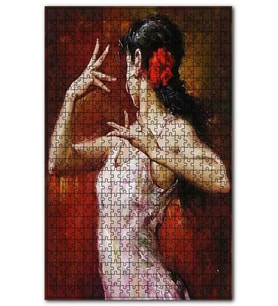 Cakapuzzle Beyaz Askılı Elbiseli Dansçı Puzzle Yapboz MDF (Ahşap) (255 Parça)