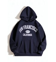 San Francisco Baskılı Oversize Sweatshirt (Lacivert)
