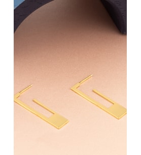 925 AYAR GÜMÜŞ MODERN DİKDÖRTGEN BAR KÜPE (Gold)
