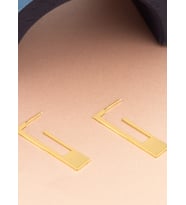 925 AYAR GÜMÜŞ MODERN DİKDÖRTGEN BAR KÜPE (Gold)