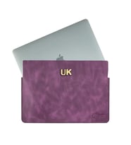 Twingold Kişiye Özel %100 Deri Rainbow 13" Macbook Kılıfı Antrasit (Mor)
