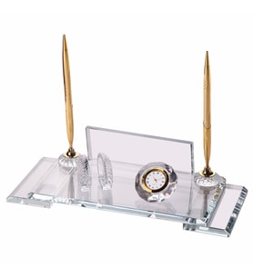 Vip Kristal Siyah Set Masa İsimlik (Turuncu)