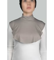 Düz Balıkçı Yaka Boğazlı Penye Tesettür Boyunluk (Açık Vizon)