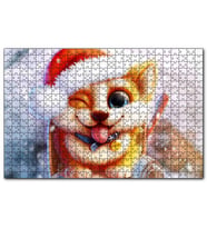 Cakapuzzle Posta Kutusunun Üzerindeki Köpek ve Karlar  Puzzle Yapboz MDF (Ahşap) (500 Parça)