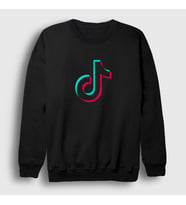 Presmono Unisex Beyaz Logo Sosyal Medya Tiktok Sweatshirt 485931tt (Siyah)