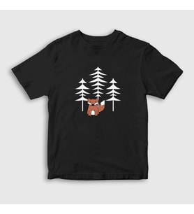 Presmono Unisex Çocuk Kırmızı Forest Fox Tilki T-Shirt 367719tt (Siyah)