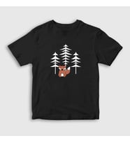 Presmono Unisex Çocuk Kırmızı Forest Fox Tilki T-Shirt 367719tt (Siyah)